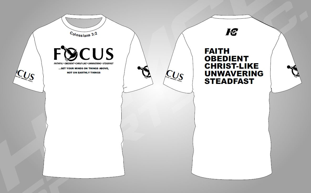 Inspirational Shirt (I-Shirt) Unisex Short Sleeve – FOCUS (White)