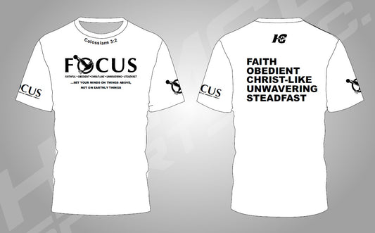 Inspirational  Shirt  (I-Shirt)  Unisex Short Sleeve   –  FOCUS (White)